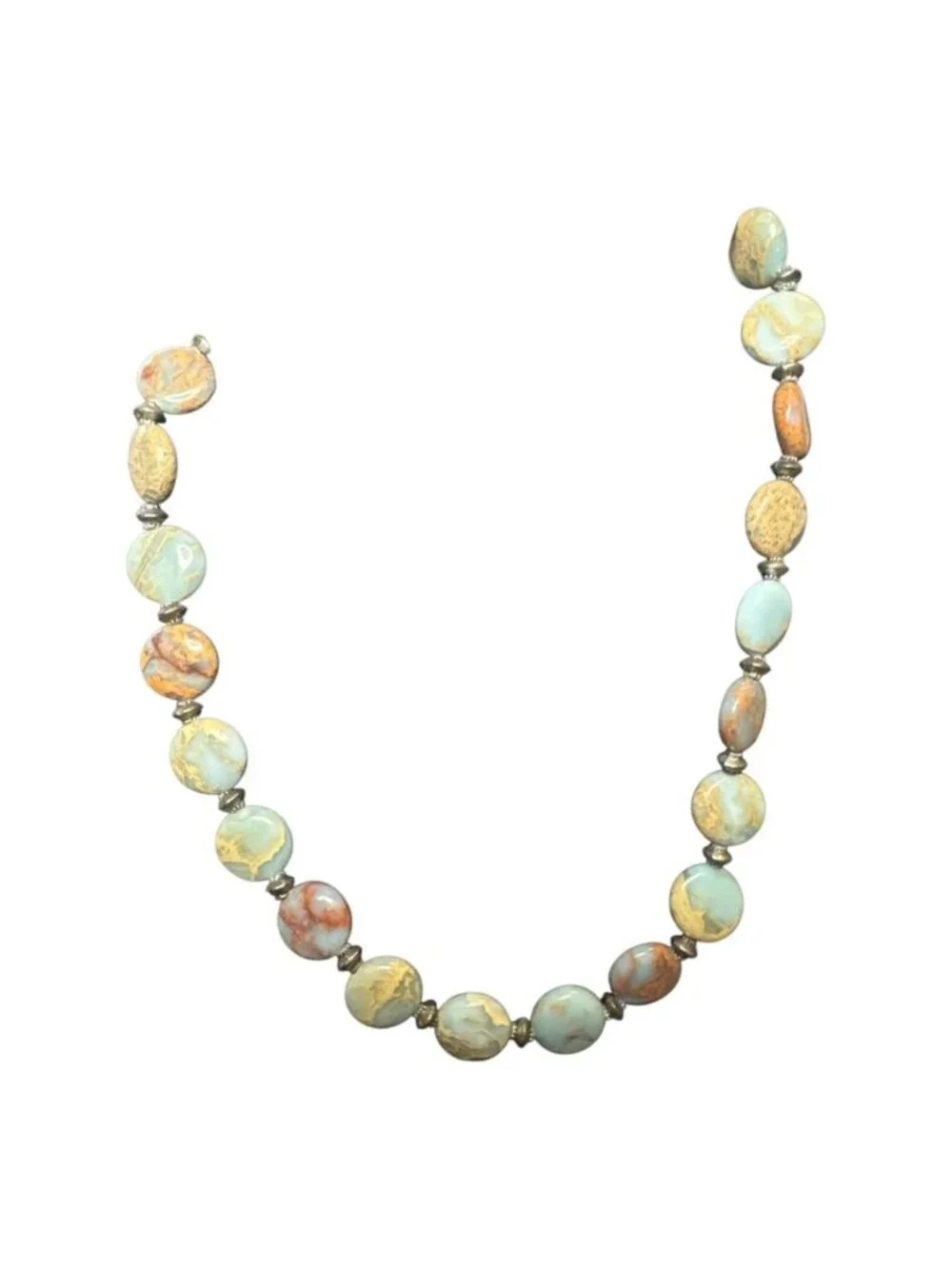 Natural Gemstone Beaded Necklace With Adjustable Clasp For Women Earth Tones
